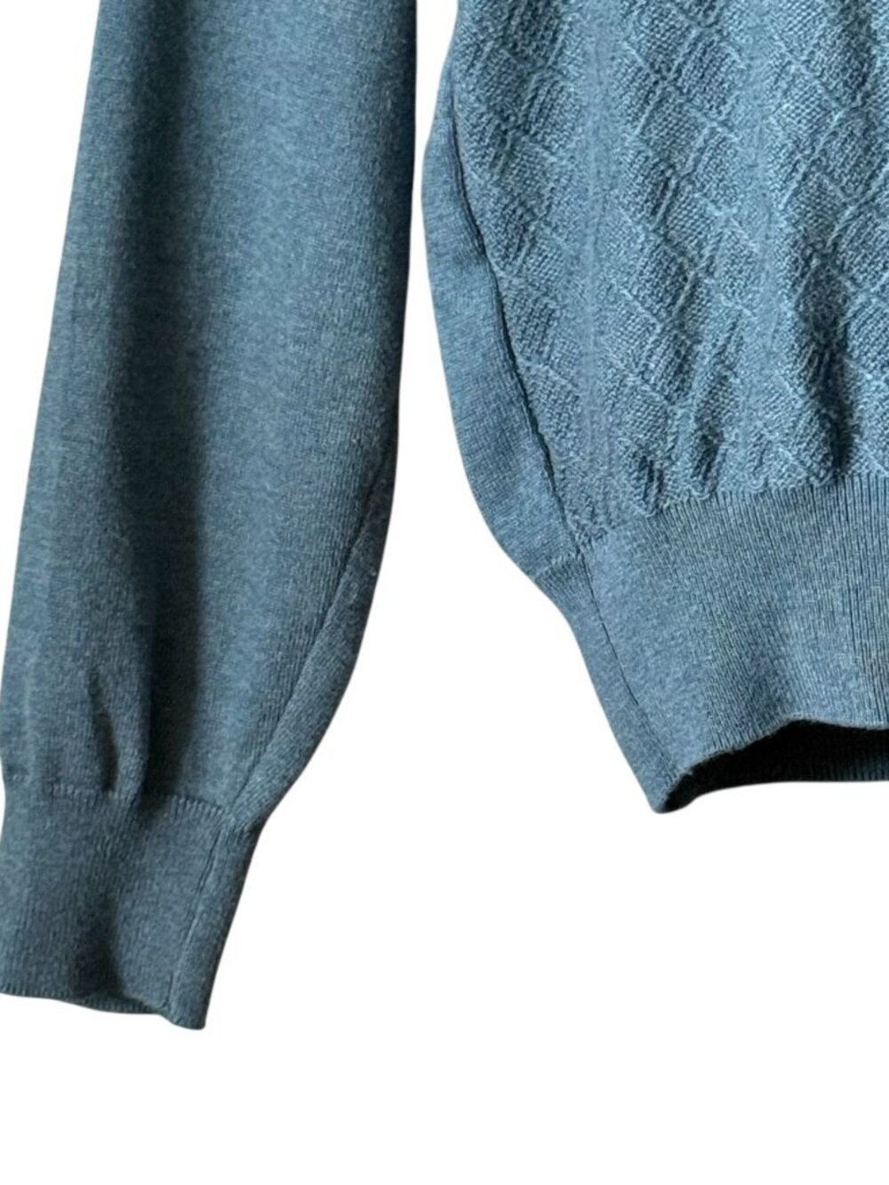 Vtg Paul Fredrick Mens S Sweater Ice Blue Diamond Silk Blend Long Sleeve Crew - Picture 5 of 16